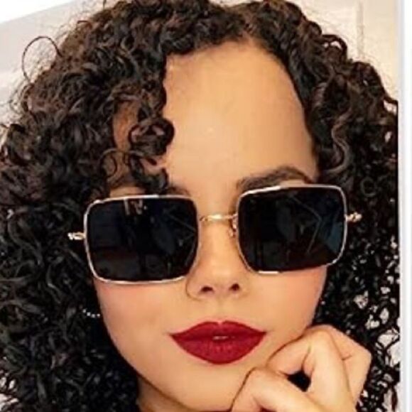 Trendy Thin Rectangle Frame Sunglasses - Picture 3 of 5